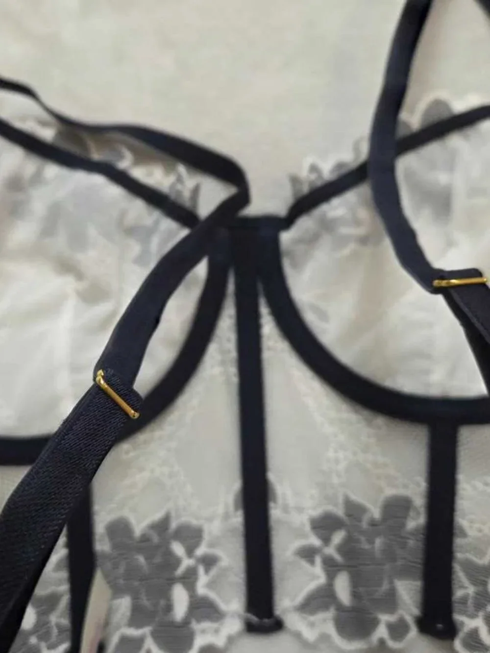 New L Anthropologie x LyreBird lace corset bra top Black & White
